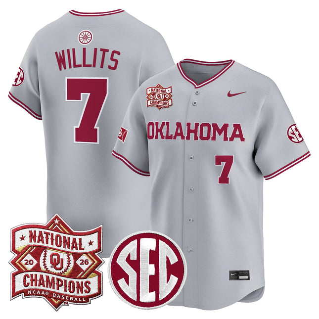 Men's Oklahoma Sooners 2026 National Champions Patch Vapor Premier Limited Jersey V2 - All Stitched