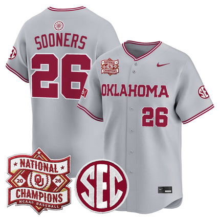 Men's Oklahoma Sooners 2026 National Champions Patch Vapor Premier Limited Jersey V2 - All Stitched