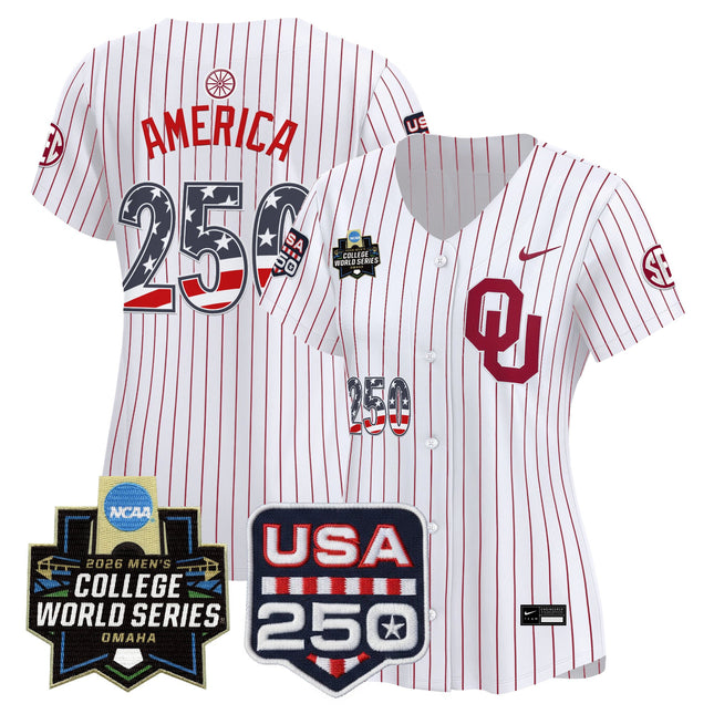 Women's Oklahoma Sooners USA 250 Fourth of July Vapor Premier Limited Jersey - 2026 World Series patch - All Stitched