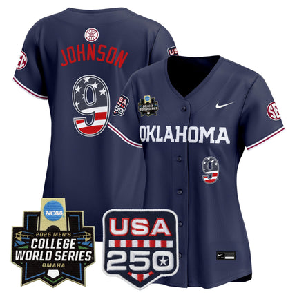 Women's Oklahoma Sooners USA 250 Fourth of July Vapor Premier Limited Jersey - 2026 World Series patch - All Stitched
