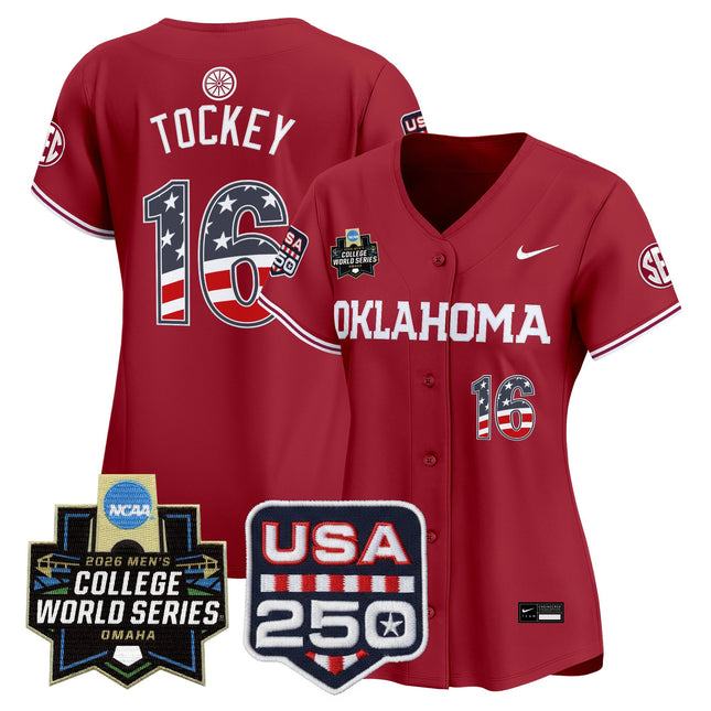 Women's Oklahoma Sooners USA 250 Fourth of July Vapor Premier Limited Jersey - 2026 World Series patch - All Stitched