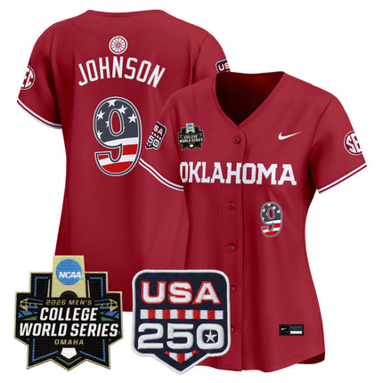 Women's Oklahoma Sooners USA 250 Fourth of July Vapor Premier Limited Jersey - 2026 World Series patch - All Stitched