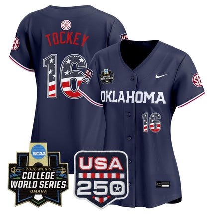 Women's Oklahoma Sooners USA 250 Fourth of July Vapor Premier Limited Jersey - 2026 World Series patch - All Stitched