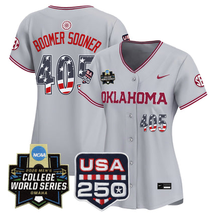 Women's Oklahoma Sooners USA 250 Fourth of July Vapor Premier Limited Jersey - 2026 World Series patch - All Stitched