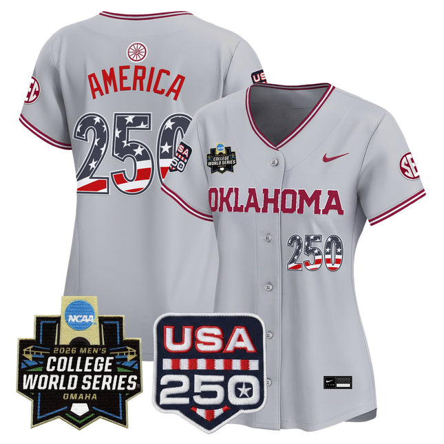 Women's Oklahoma Sooners USA 250 Fourth of July Vapor Premier Limited Jersey - 2026 World Series patch - All Stitched