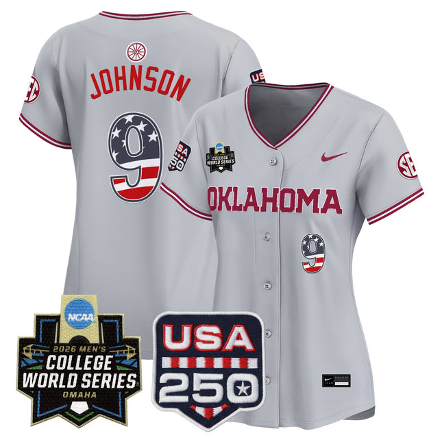 Women's Oklahoma Sooners USA 250 Fourth of July Vapor Premier Limited Jersey - 2026 World Series patch - All Stitched