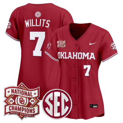 Women's Oklahoma Sooners 2026 National Champions Patch Vapor Premier Limited Jersey - All Stitched
