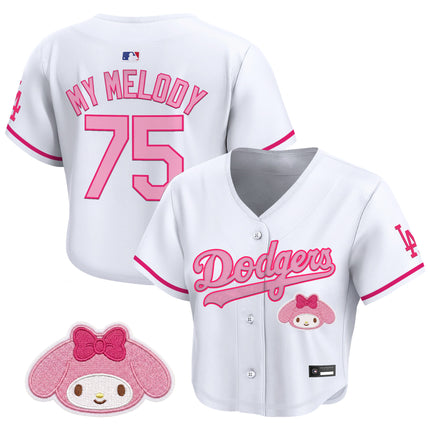 Women's Los Angeles Dodgers x Sanrio Friends Crop Top Baseball Jersey - All Stitched
