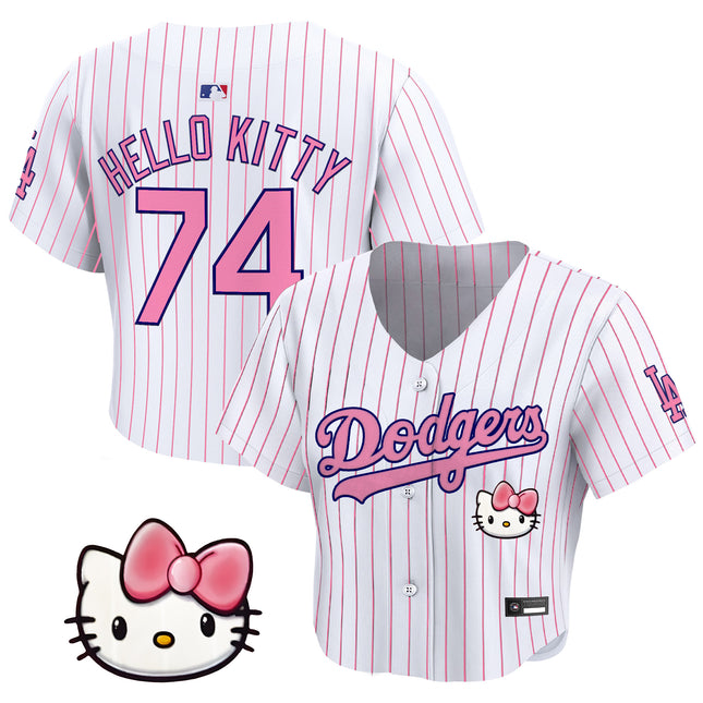 Women's Los Angeles Dodgers x Sanrio Friends Crop Top Baseball Jersey - All Stitched