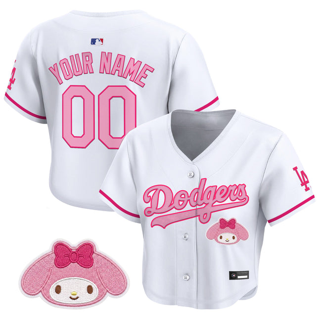 Women's Los Angeles Dodgers x Sanrio Friends Crop Top Baseball Custom Jersey - All Stitched