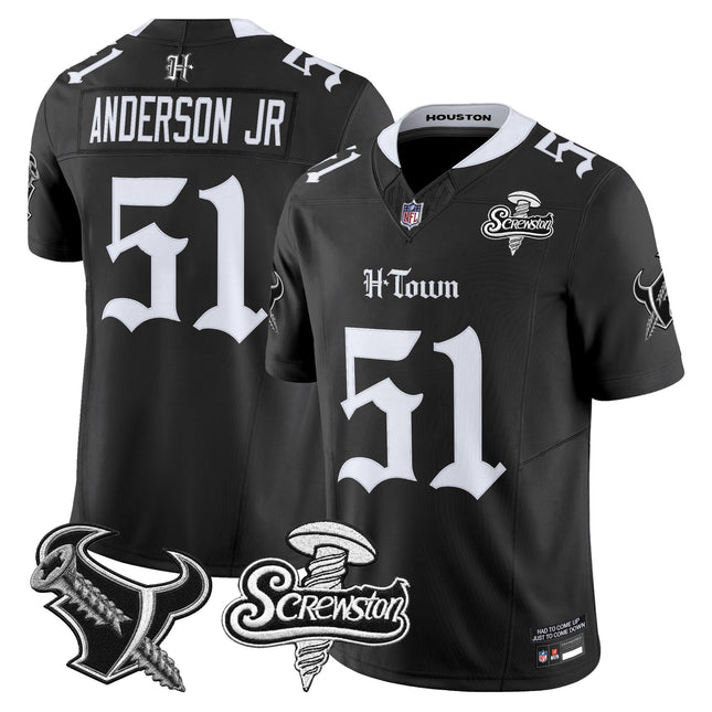 Men's Houston Texans DJ Screw Vapor Limited Jersey - Gothic Edition - All Stitched