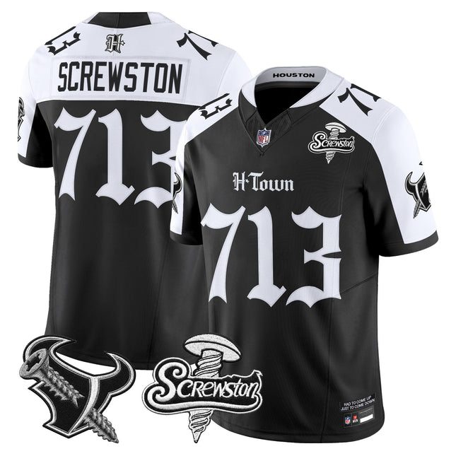 Men's Houston Texans DJ Screw Vapor Limited Jersey - Gothic Edition - All Stitched