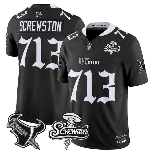Men's Houston Texans DJ Screw Vapor Limited Jersey - Gothic Edition - All Stitched