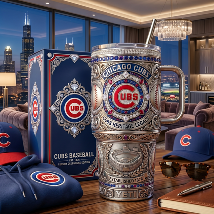 CHICAGO CUBS 40 oz Tumbler with Handle and Lid