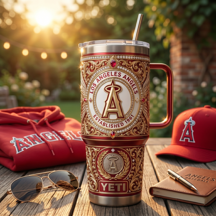Los Angeles Angels 40 oz Tumbler with Handle and Lid