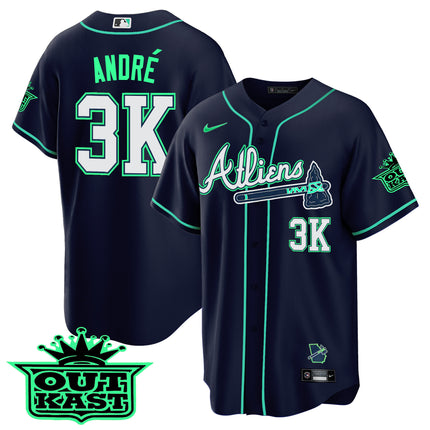 Men's Atlanta Braves Atliens Cool Base Jersey - Galaxy Version - Stitched