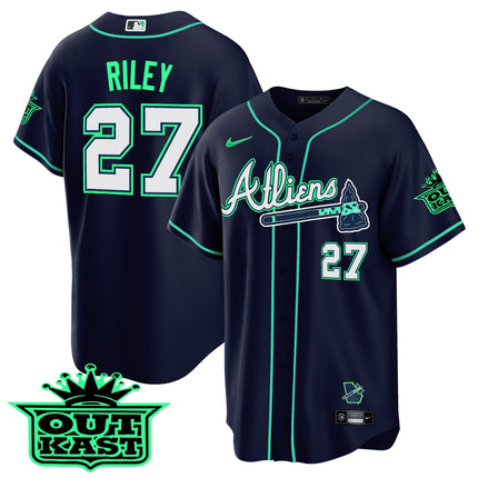 Men's Atlanta Braves Atliens Cool Base Jersey - Galaxy Version - Stitched