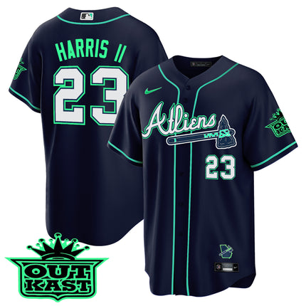 Men's Atlanta Braves Atliens Cool Base Jersey - Galaxy Version - Stitched