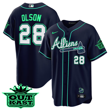 Men's Atlanta Braves Atliens Cool Base Jersey - Galaxy Version - Stitched