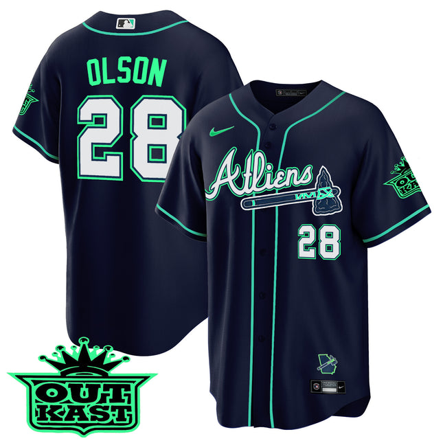 Men's Atlanta Braves Atliens Cool Base Jersey - Galaxy Version - Stitched