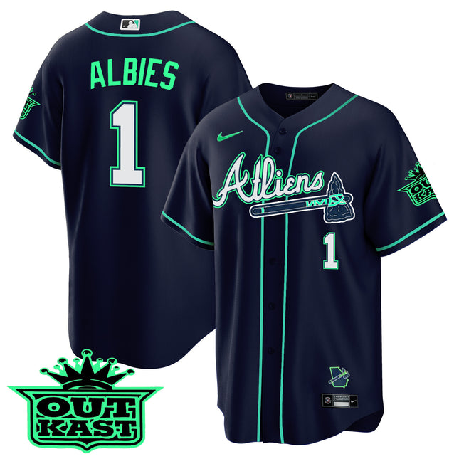 Men's Atlanta Braves Atliens Cool Base Jersey - Galaxy Version - Stitched