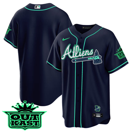 Men's Atlanta Braves Atliens Cool Base Jersey - Galaxy Version - Stitched