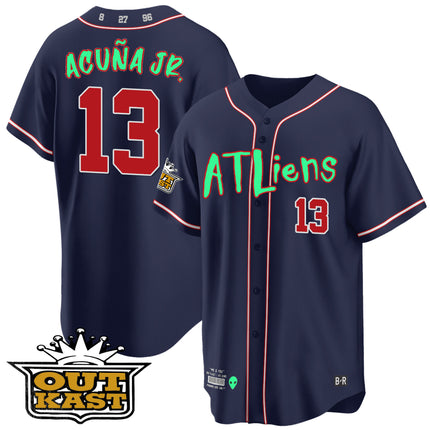 Men's Atlanta Braves Atliens Cool Base Jersey - Galaxy Version - Stitched
