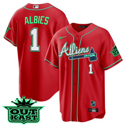 Men's Atlanta Braves Atliens Cool Base Jersey - Galaxy Version - Stitched