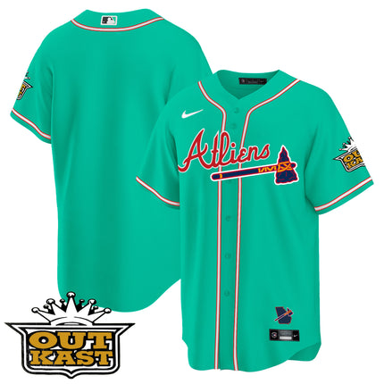 Men's Atlanta Braves Atliens Cool Base Jersey - Galaxy Version - Stitched