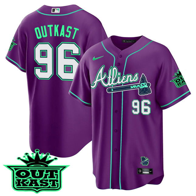Men's Atlanta Braves Atliens Cool Base Jersey - Galaxy Version - Stitched