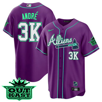 Men's Atlanta Braves Atliens Cool Base Jersey - Galaxy Version - Stitched