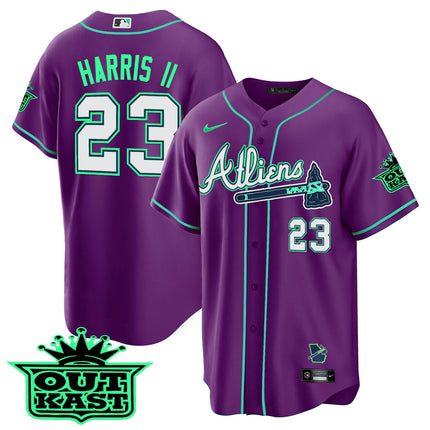 Men's Atlanta Braves Atliens Cool Base Jersey - Galaxy Version - Stitched