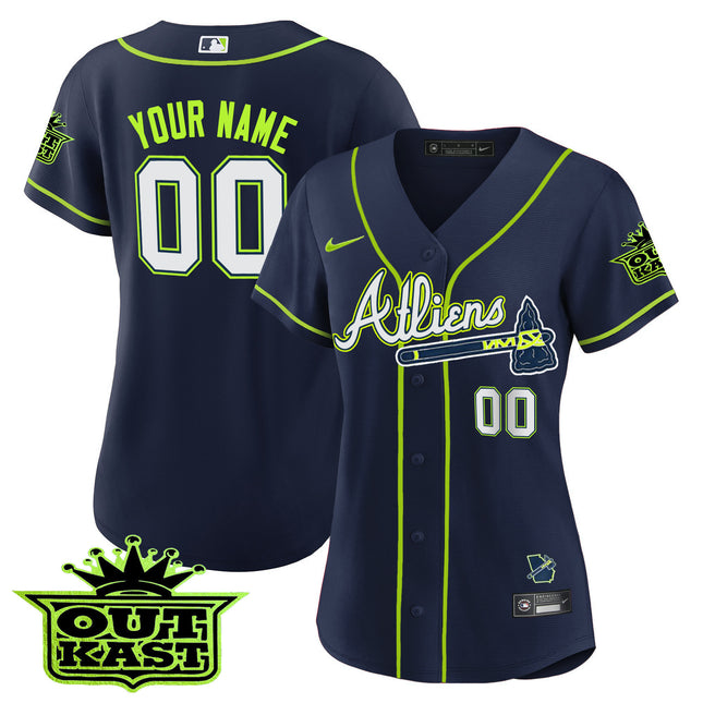 Atlanta Braves Atliens Cool Base Custom Jersey - All Stitched