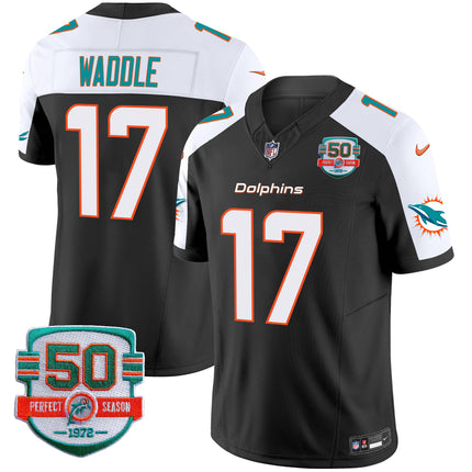 Men's Dolphins 50th 1972 Perfect Season Patch Vapor Jersey - All Stitched