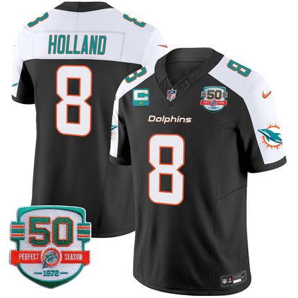 Men's Dolphins 50th 1972 Perfect Season Patch Vapor Jersey - All Stitched
