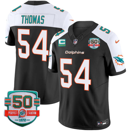 Men's Dolphins 50th 1972 Perfect Season Patch Vapor Jersey - All Stitched