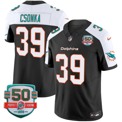 Men's Dolphins 50th 1972 Perfect Season Patch Vapor Jersey - All Stitched