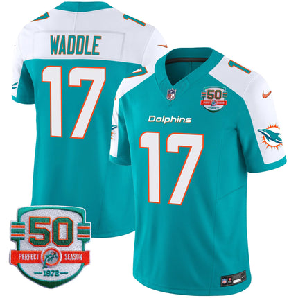 Men's Dolphins 50th 1972 Perfect Season Patch Vapor Jersey - All Stitched