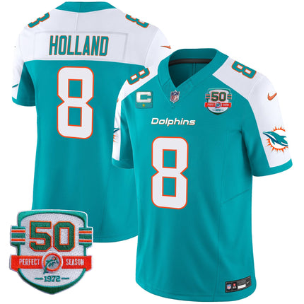 Men's Dolphins 50th 1972 Perfect Season Patch Vapor Jersey - All Stitched