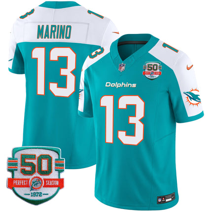 Men's Dolphins 50th 1972 Perfect Season Patch Vapor Jersey - All Stitched