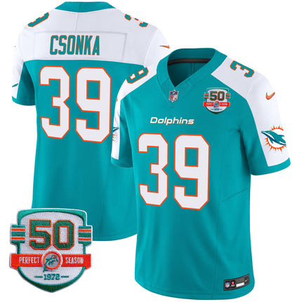 Men's Dolphins 50th 1972 Perfect Season Patch Vapor Jersey - All Stitched