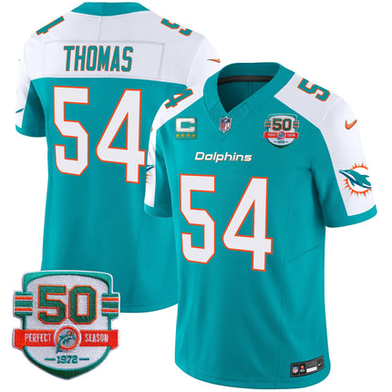 Men's Dolphins 50th 1972 Perfect Season Patch Vapor Jersey - All Stitched