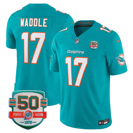 Men's Dolphins 50th 1972 Perfect Season Patch Vapor Jersey - All Stitched