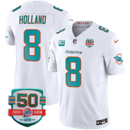 Men's Dolphins 50th 1972 Perfect Season Patch Vapor Jersey - All Stitched