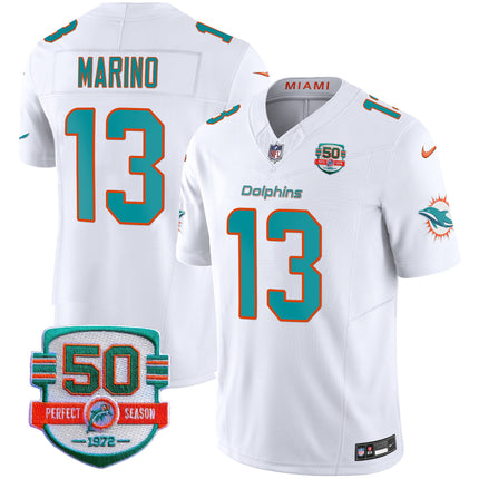 Men's Dolphins 50th 1972 Perfect Season Patch Vapor Jersey - All Stitched
