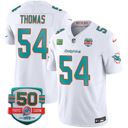Men's Dolphins 50th 1972 Perfect Season Patch Vapor Jersey - All Stitched