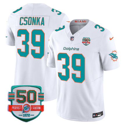 Men's Dolphins 50th 1972 Perfect Season Patch Vapor Jersey - All Stitched