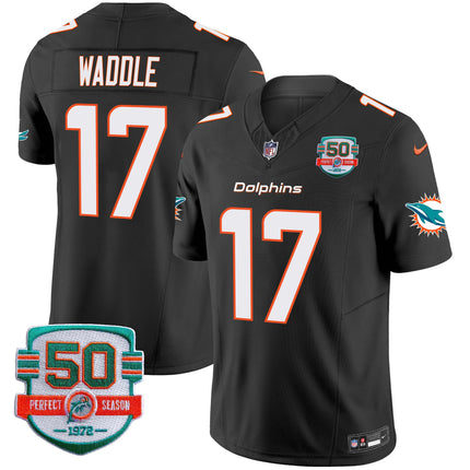 Men's Dolphins 50th 1972 Perfect Season Patch Vapor Jersey - All Stitched