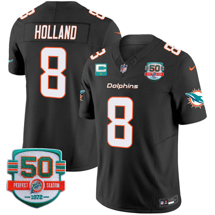 Men's Dolphins 50th 1972 Perfect Season Patch Vapor Jersey - All Stitched