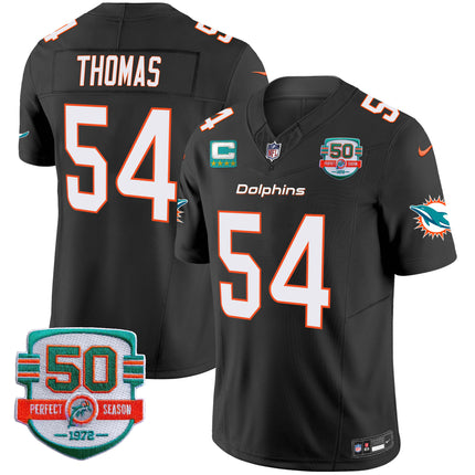 Men's Dolphins 50th 1972 Perfect Season Patch Vapor Jersey - All Stitched